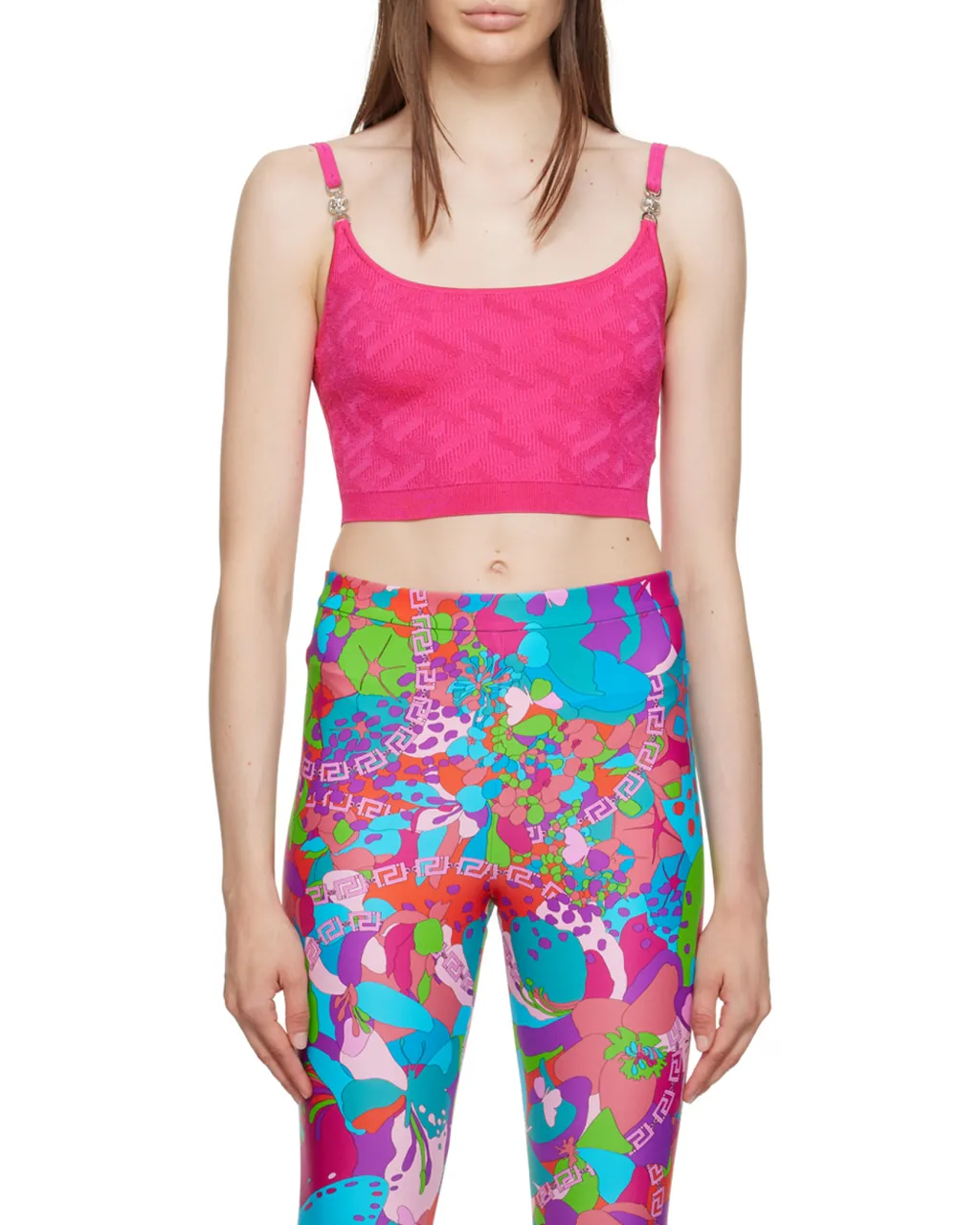 Versace La Greca Medusa Knitted Crop Sleeveless Top