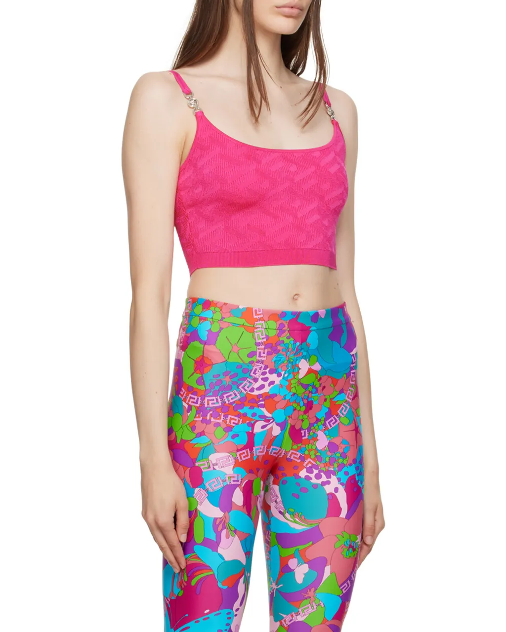 Versace La Greca Medusa Knitted Crop Sleeveless Top