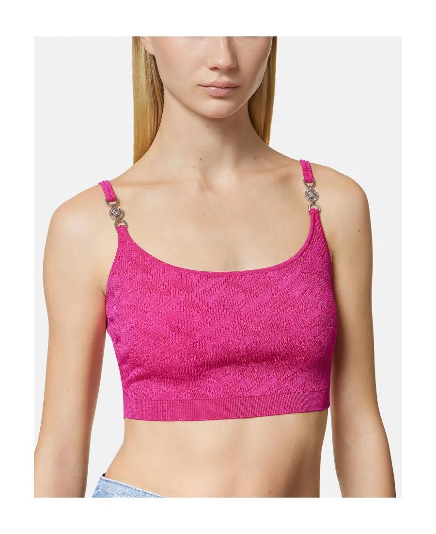 Versace La Greca Medusa Knitted Crop Sleeveless Top