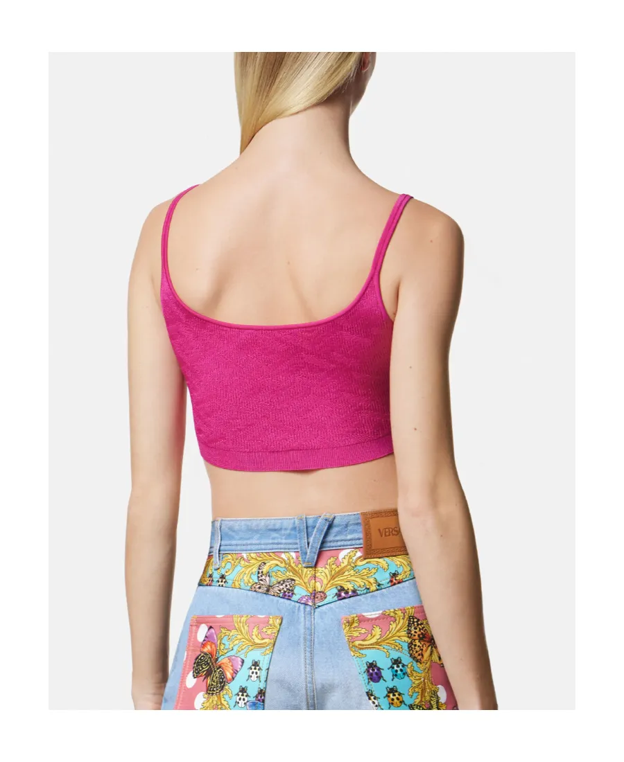 Versace La Greca Medusa Knitted Crop Sleeveless Top
