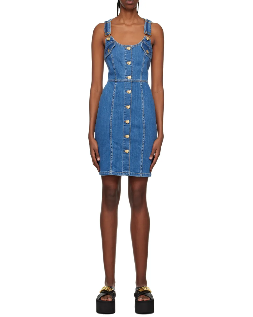 Button Denim Mini Dress