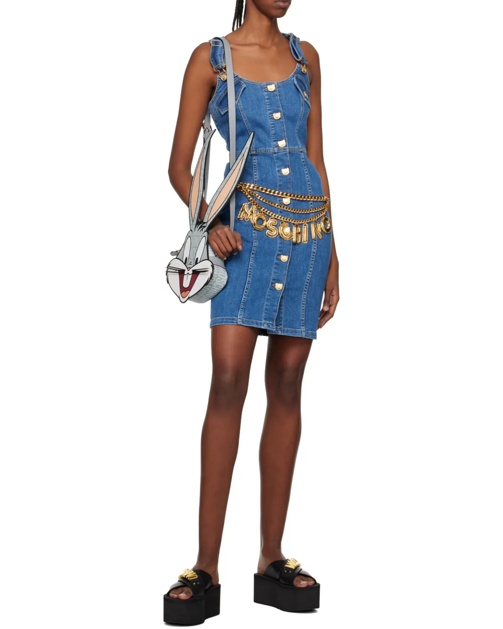 Button Denim Mini Dress