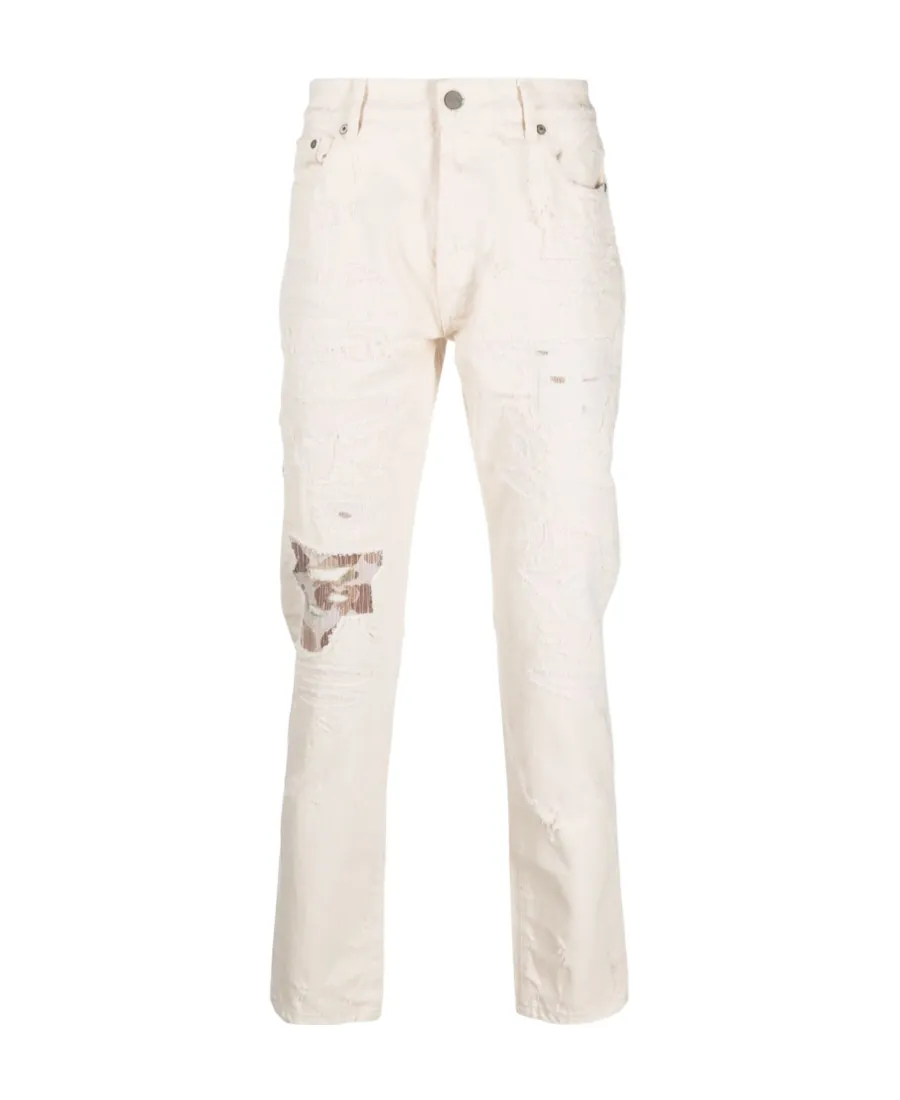 Patch-Detail Denim Jeans
