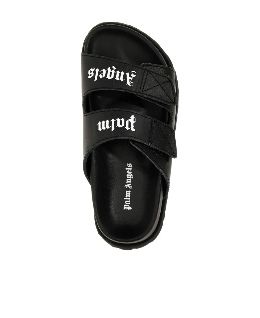 Palm Angels Kids Logo Printed Touch Strap Sandals