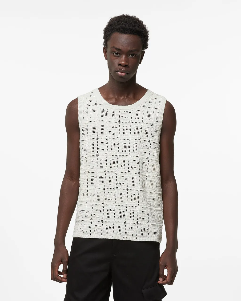Gcds Monogram Macramé Crewneck Tank Top