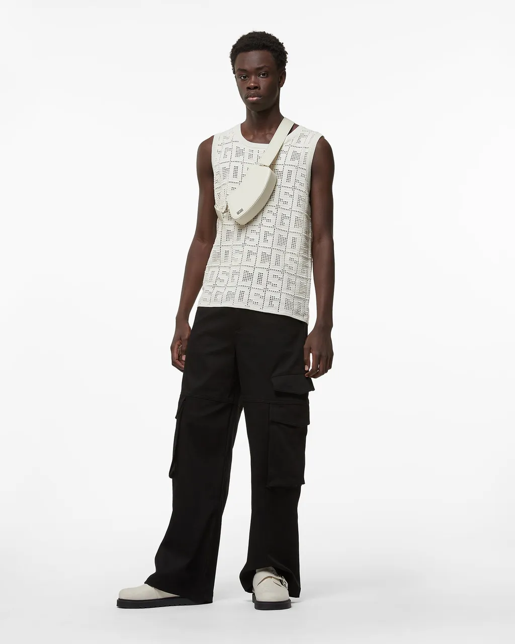Gcds Monogram Macramé Crewneck Tank Top