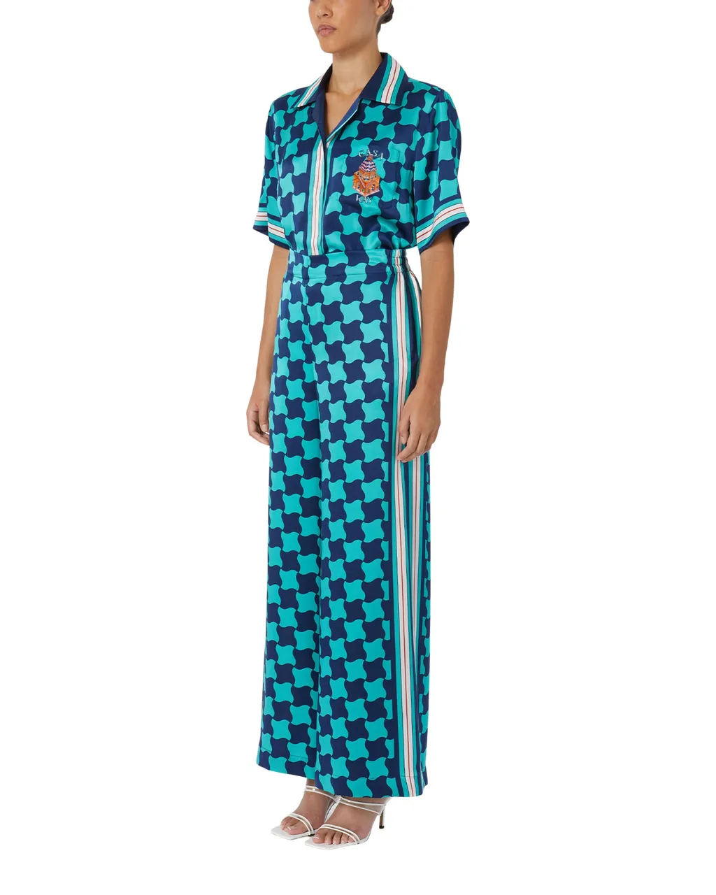 Graphic-Print Silk Trousers