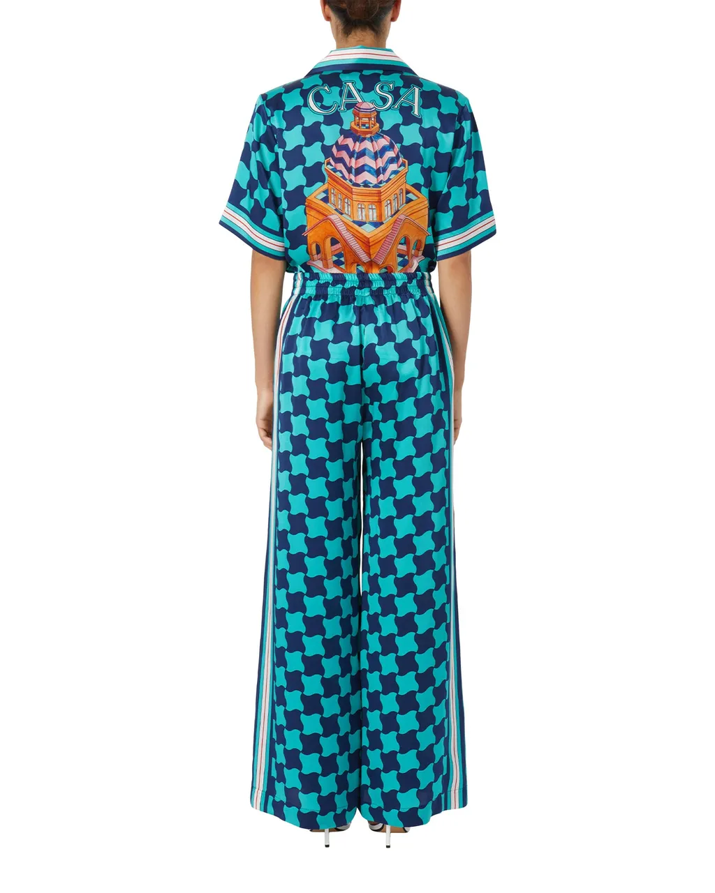 Graphic-Print Silk Trousers