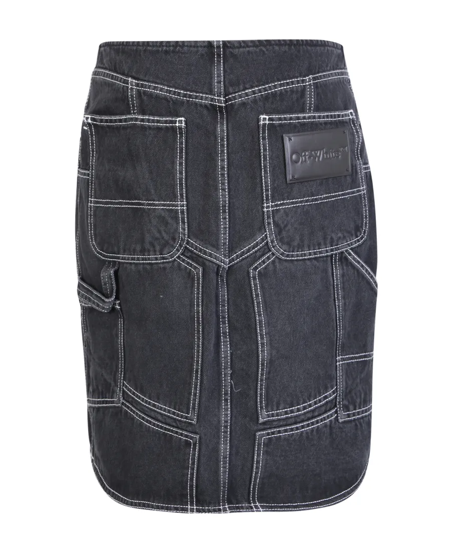 Off-White Curved Hem Denim Skirt
