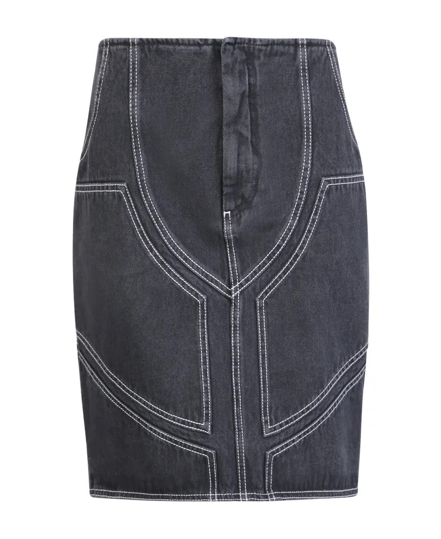 Off-White Curved Hem Denim Skirt