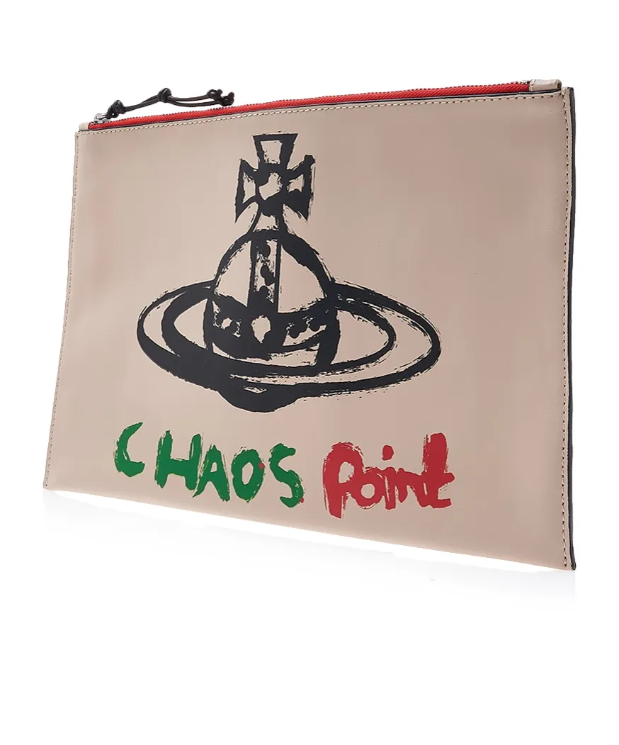 Orb-Print Leather Clutch Bag