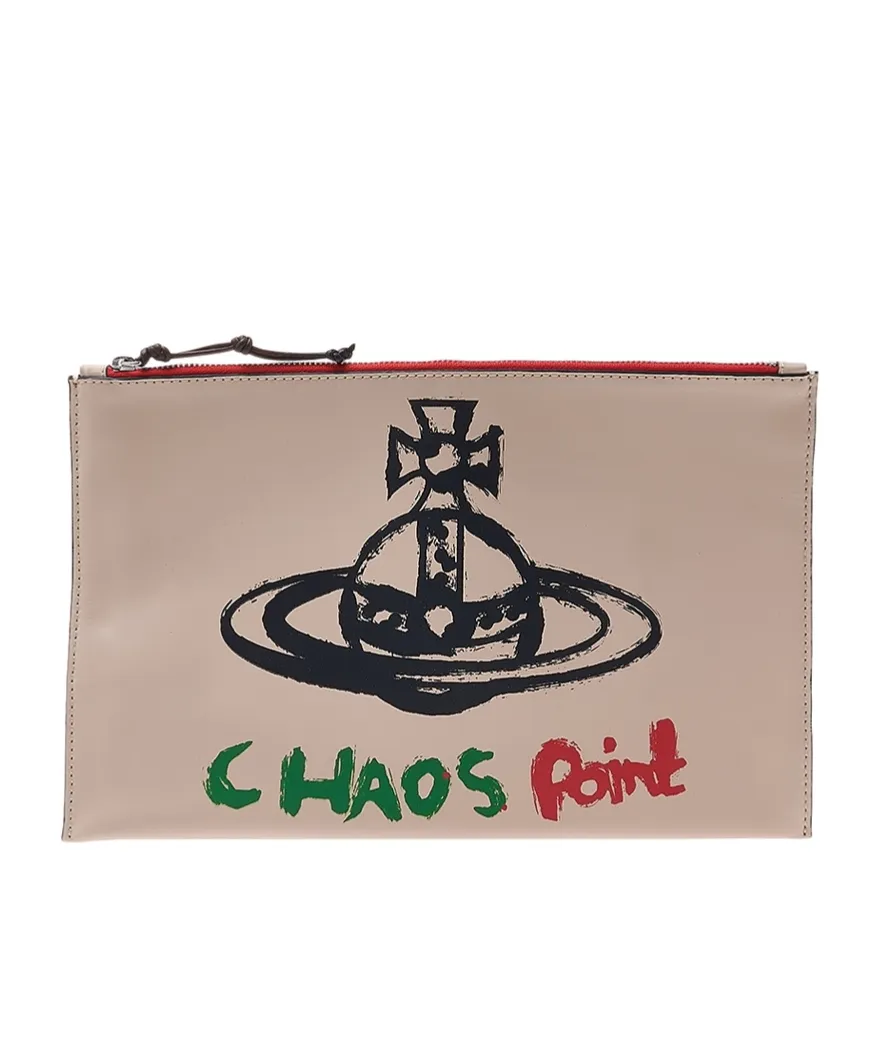 Orb-Print Leather Clutch Bag