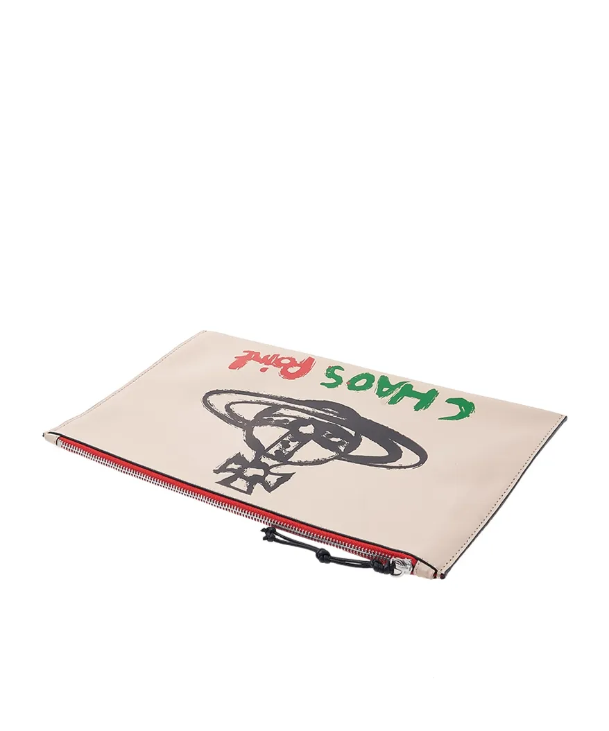 Orb-Print Leather Clutch Bag
