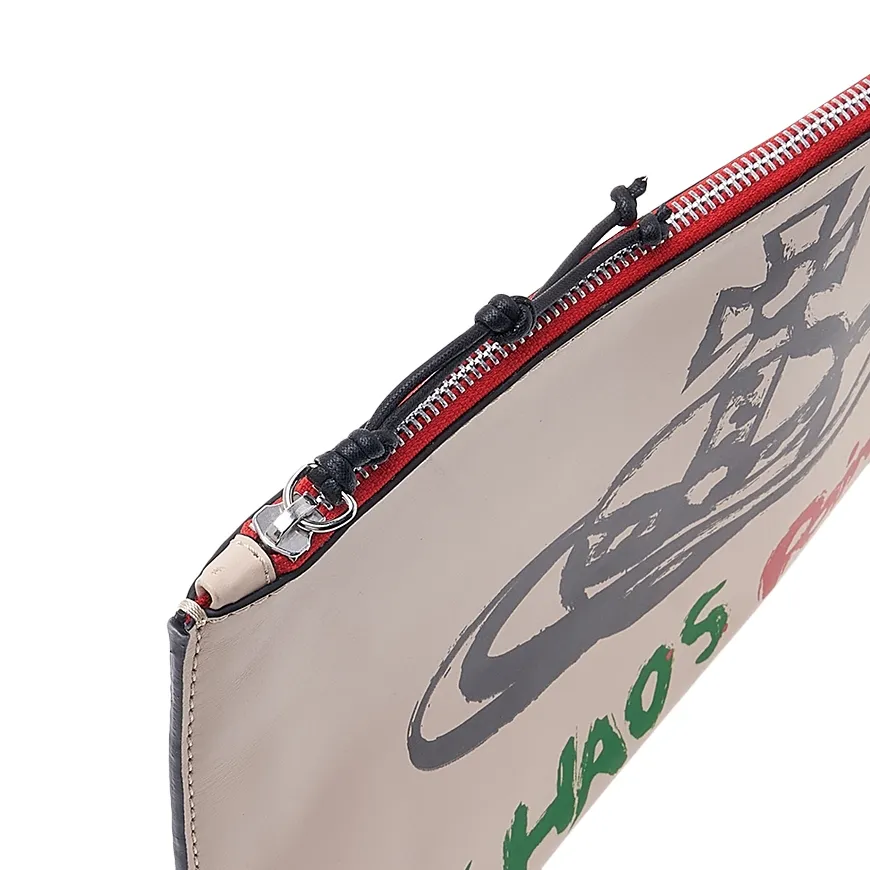 Orb-Print Leather Clutch Bag