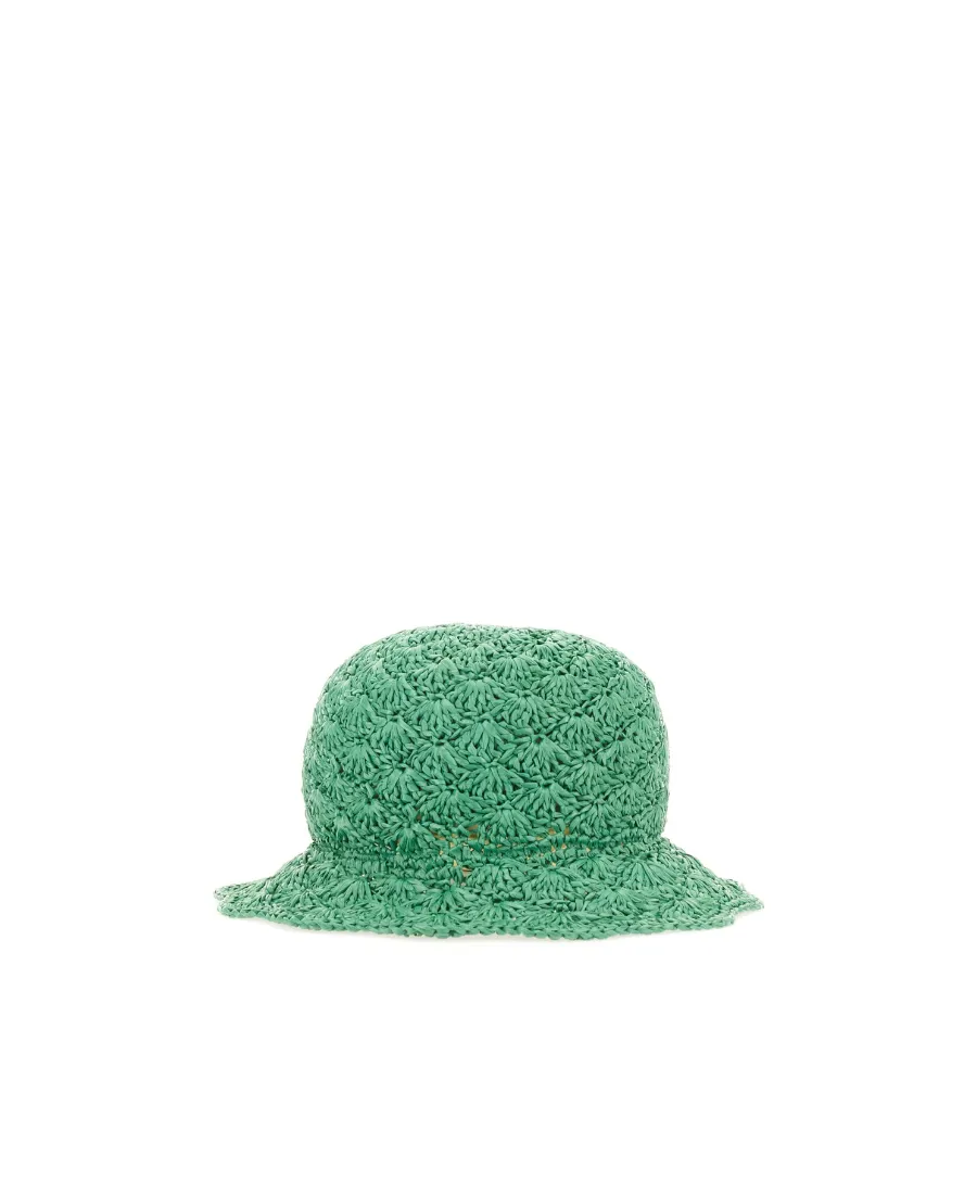 Redvalentino Woven Raffia Bucket Hat