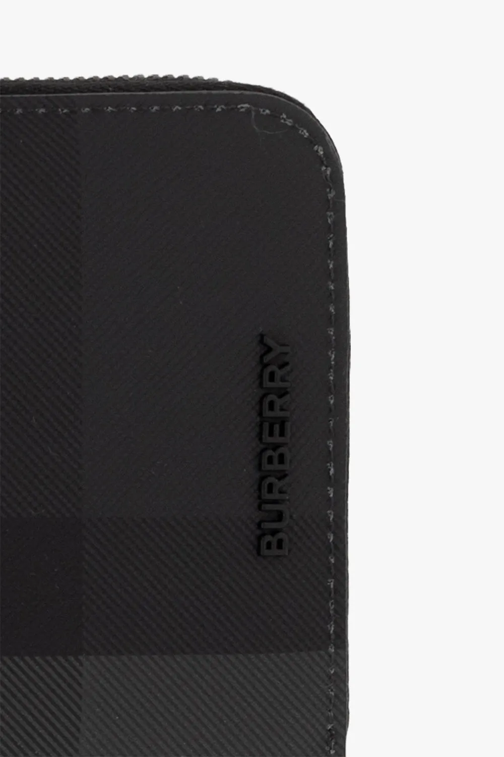 Burberry Logo Plaque Checked Zipped Wallet