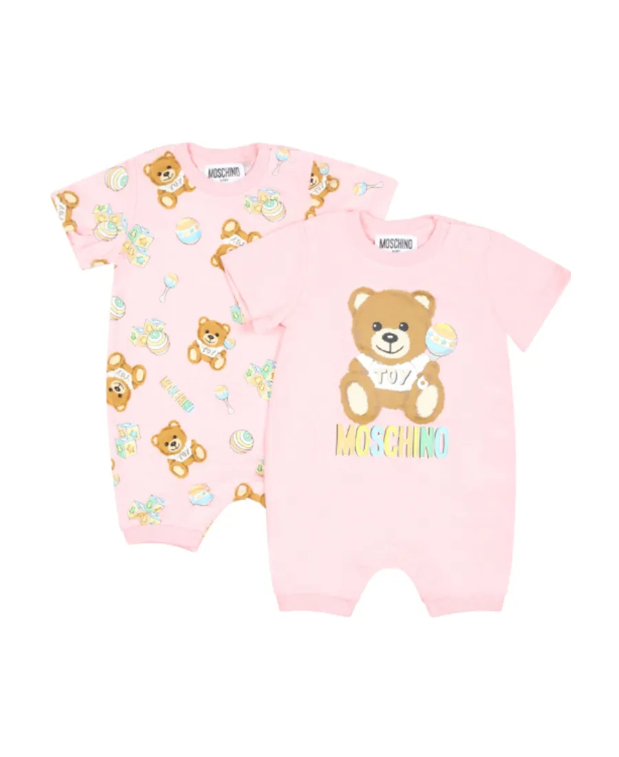 Teddy-Print Short Sleeve Babygrows