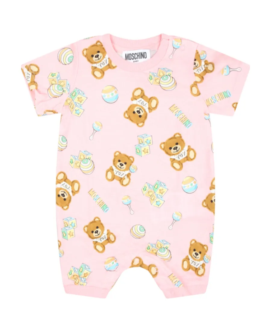 Teddy-Print Short Sleeve Babygrows