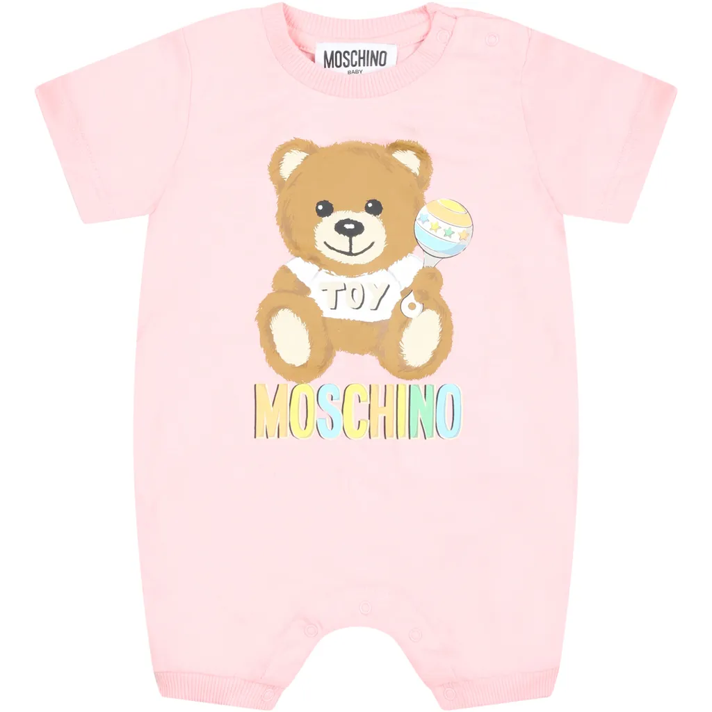 Teddy-Print Short Sleeve Babygrows