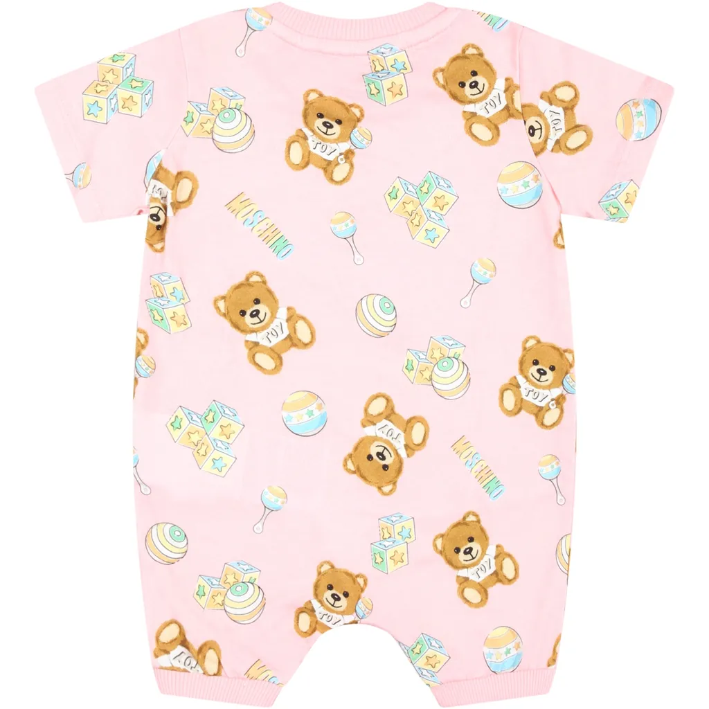 Teddy-Print Short Sleeve Babygrows