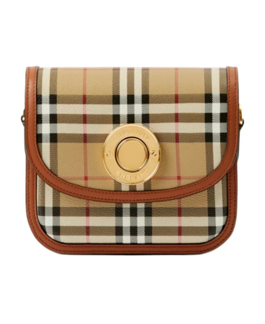 Burberry Small Elizabeth Checked Foldover-Top Crossbody Bag