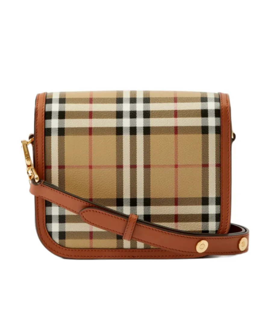 Burberry Small Elizabeth Checked Foldover-Top Crossbody Bag