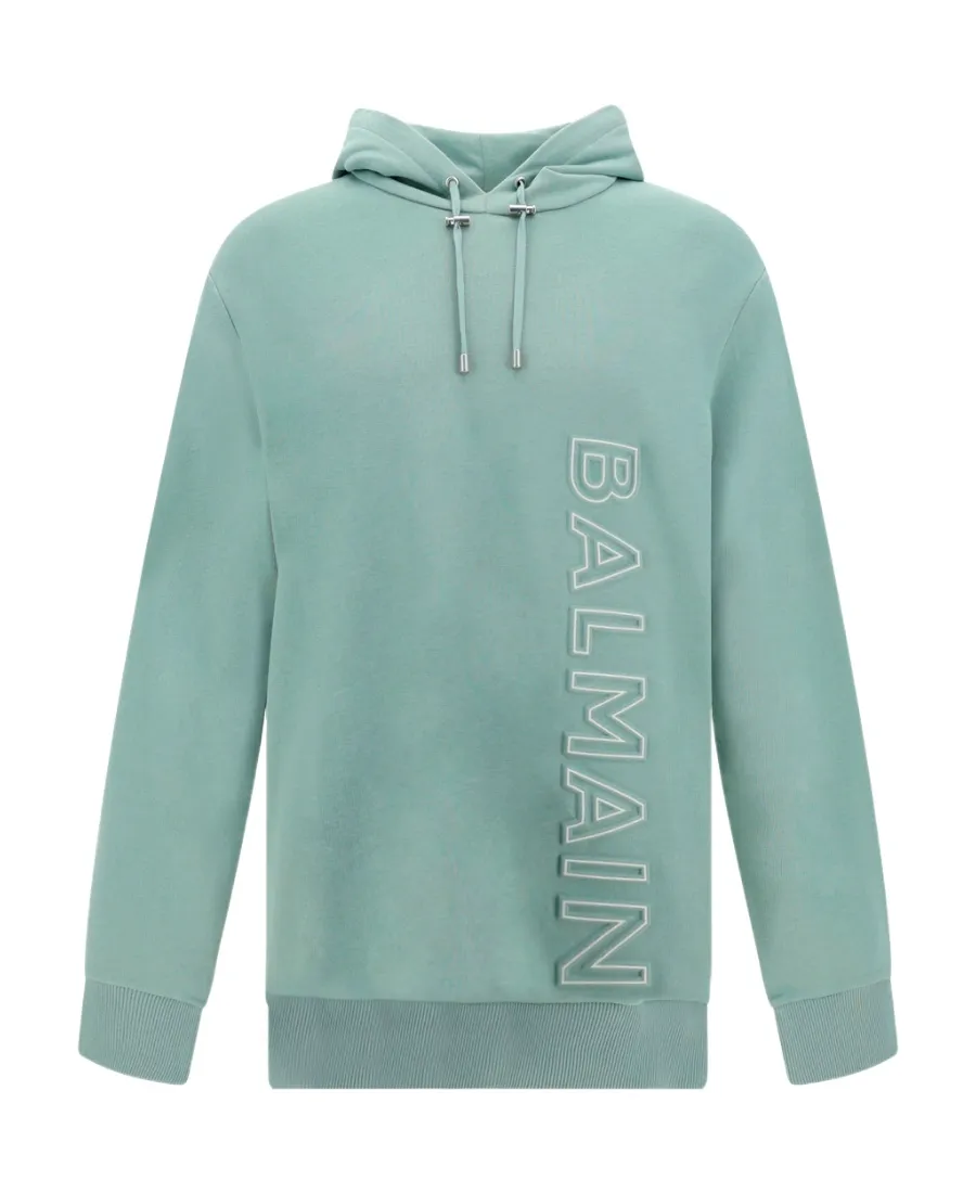 Balmain Logo Embossed Drawstring Hoodie