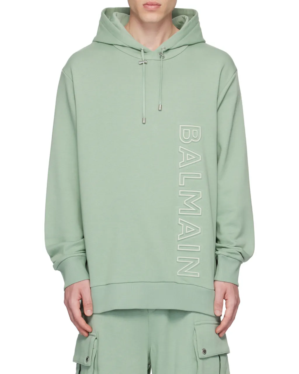 Balmain Logo Embossed Drawstring Hoodie