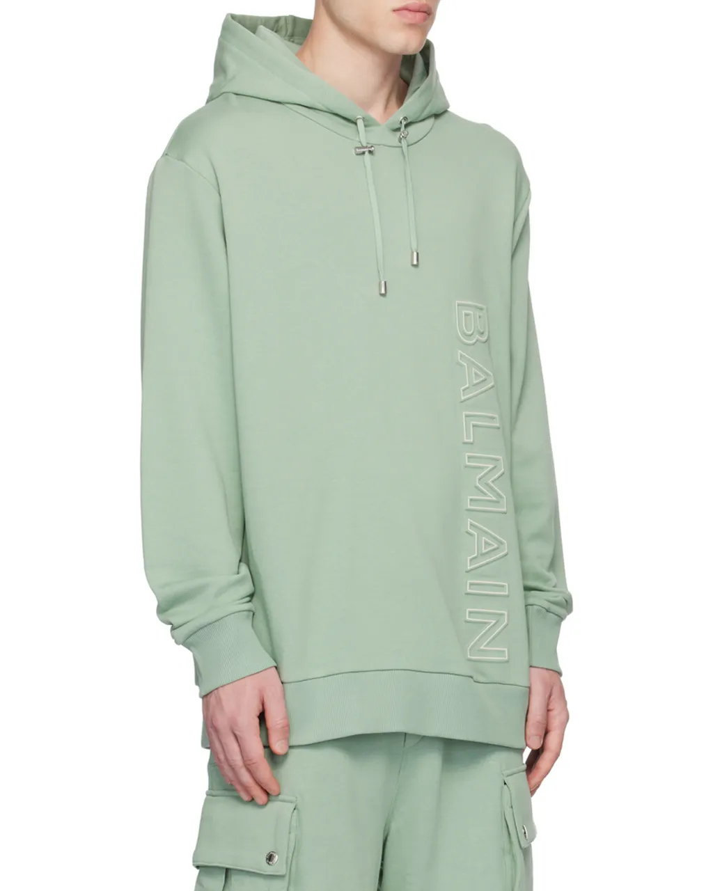 Balmain Logo Embossed Drawstring Hoodie