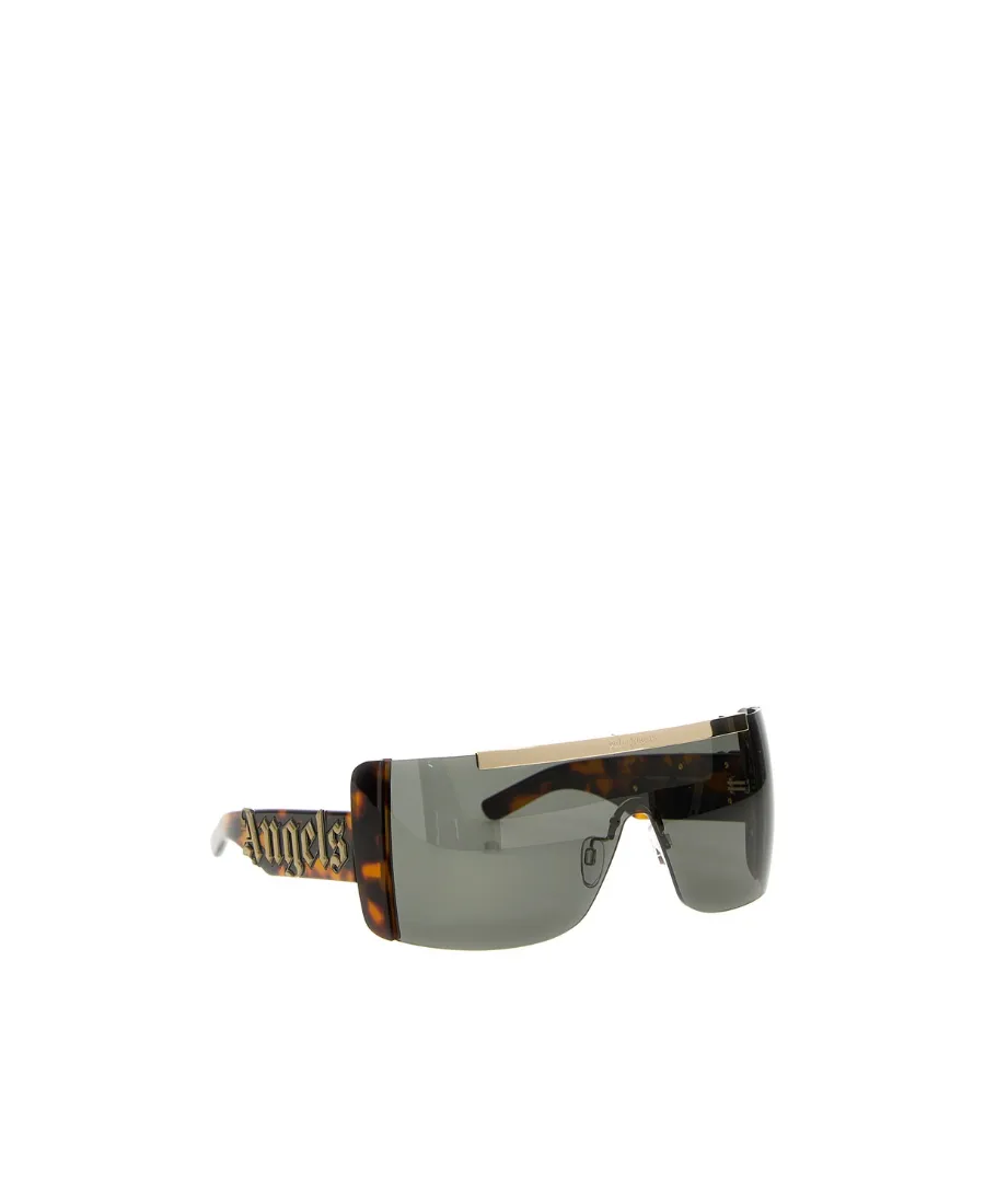 Tortoiseshell-Effect Shield Sunglasses