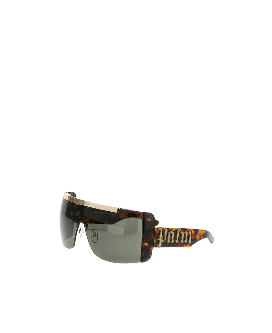Tortoiseshell-Effect Shield Sunglasses