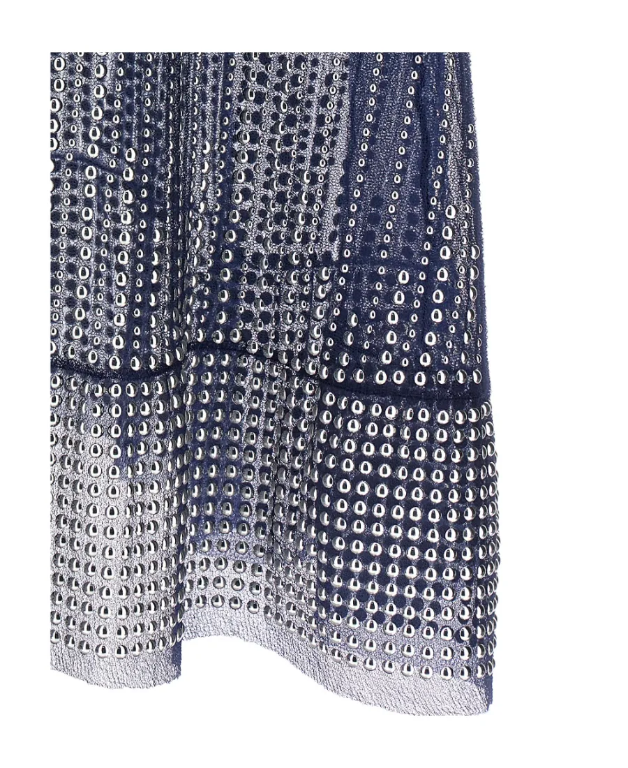 Paco Rabanne Stud-Detailed V-Neck Sheer Long Dress