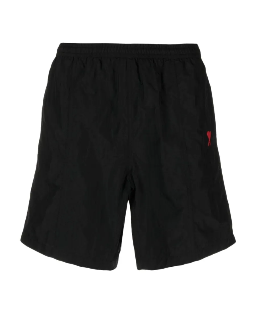 Ami Paris Logo-Embroidered Elasticated Waistband Swim Shorts