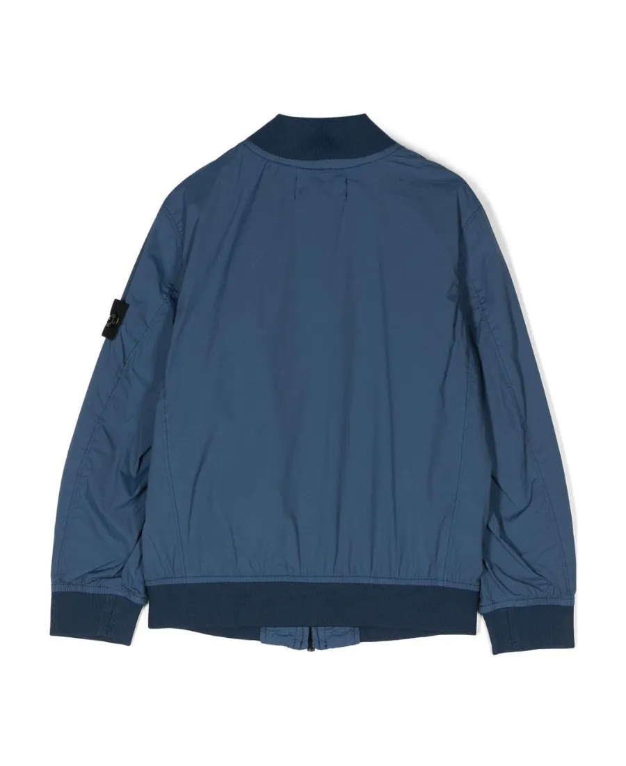 Stone Island Junior Long-Sleeved Zip-Up Bomber Jacket