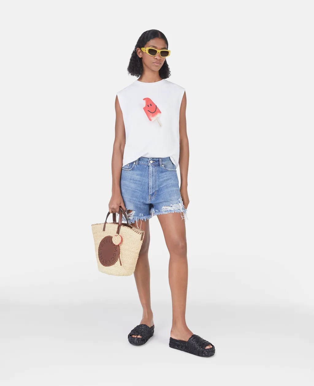 Heart-Shaped Embroidered Imitation Denim Shorts