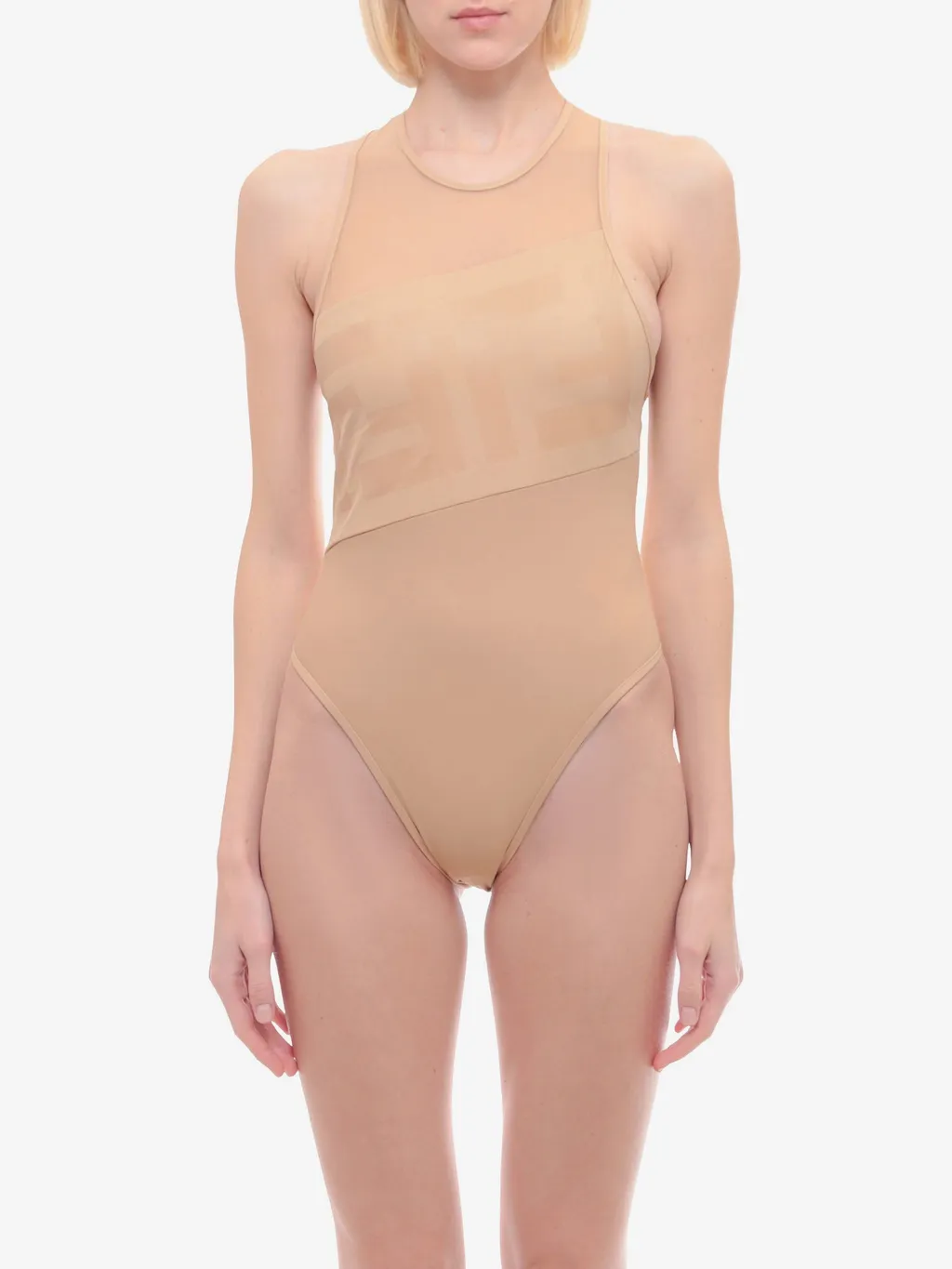 Sheer-Panel One-Piece Swimsuit