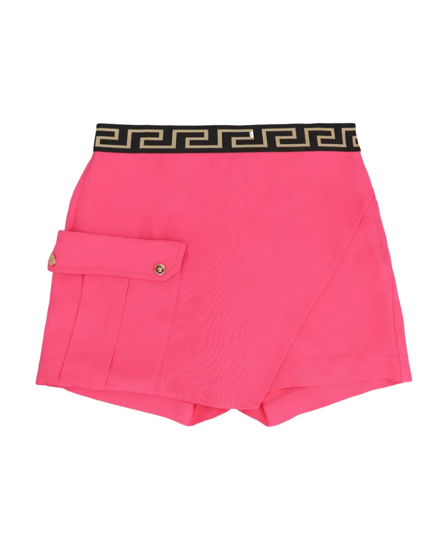 Versace Kids La Greca Logo Waistband Wrap Skorts