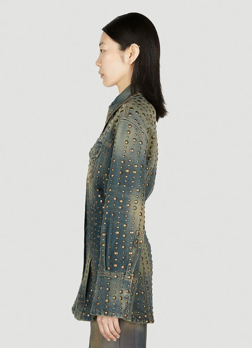 Stud-Design Old-Washed Denim Jacket