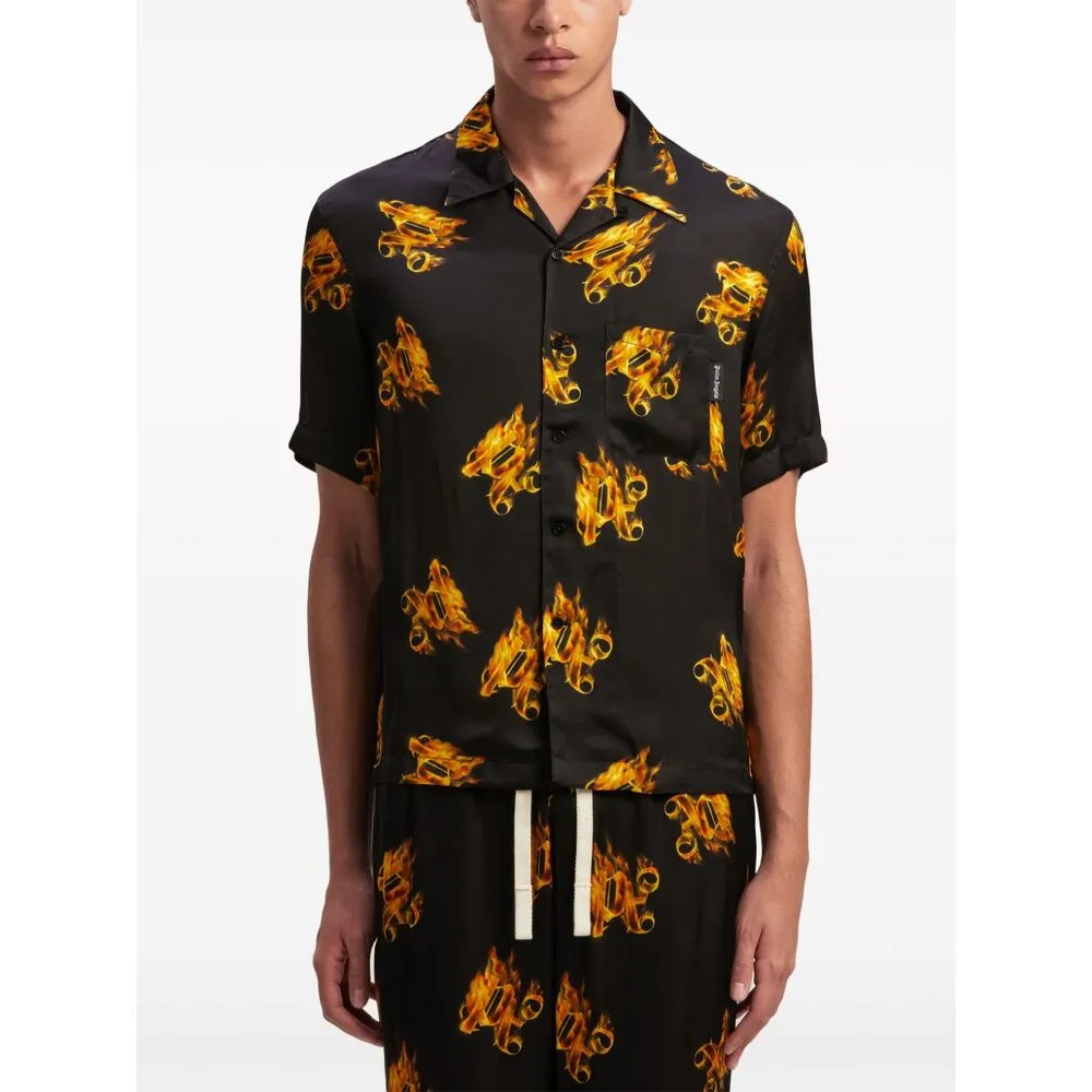 Palm Angels Monogram Printed Short-Sleeved Shirt
