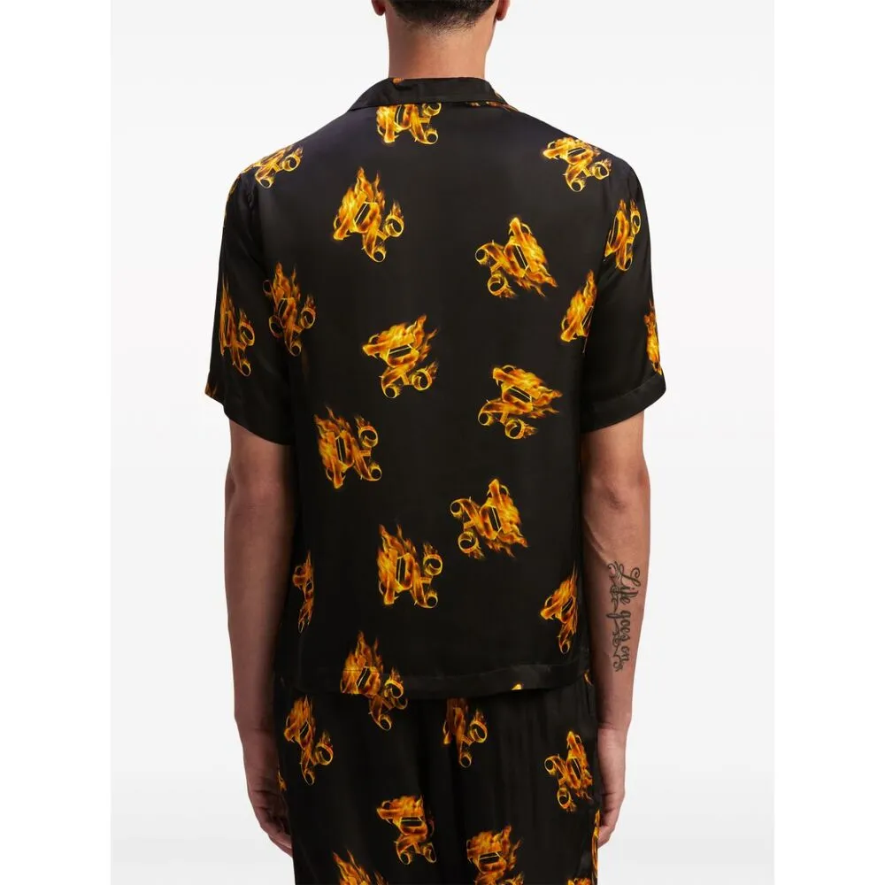 Palm Angels Monogram Printed Short-Sleeved Shirt