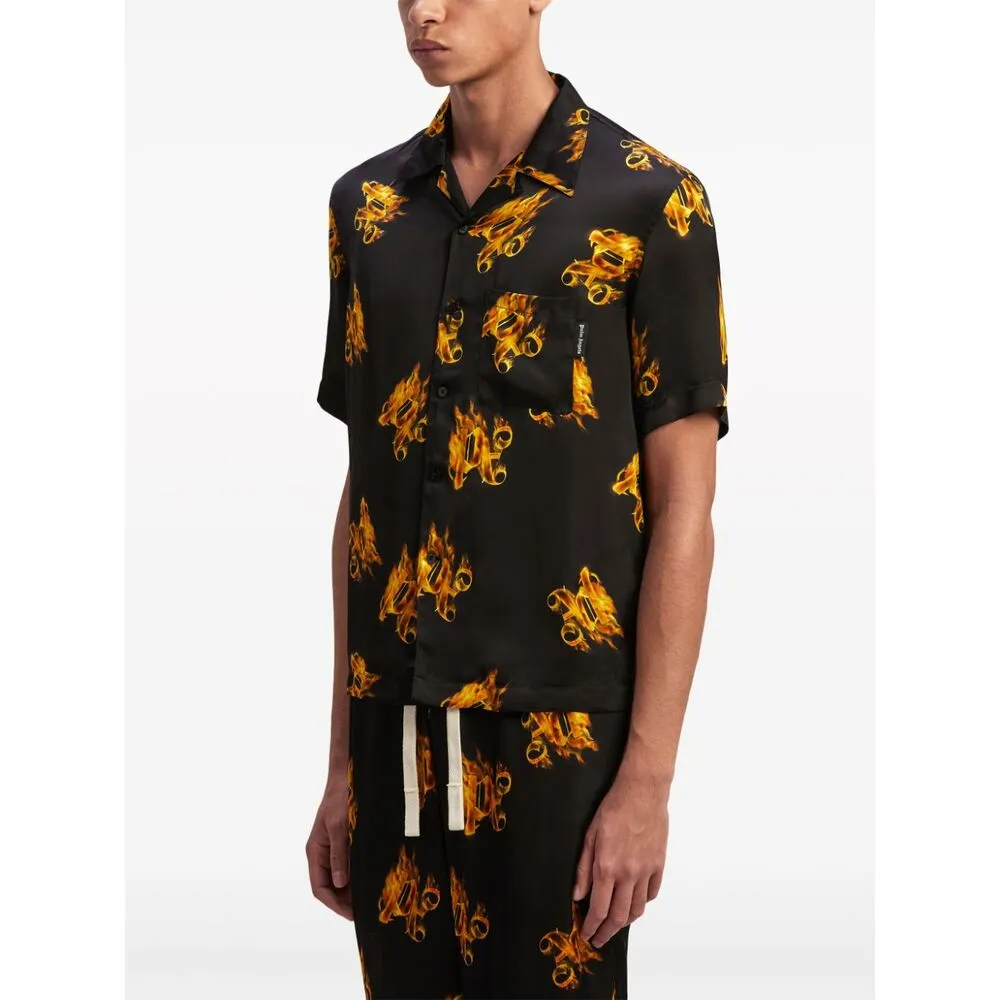 Palm Angels Monogram Printed Short-Sleeved Shirt