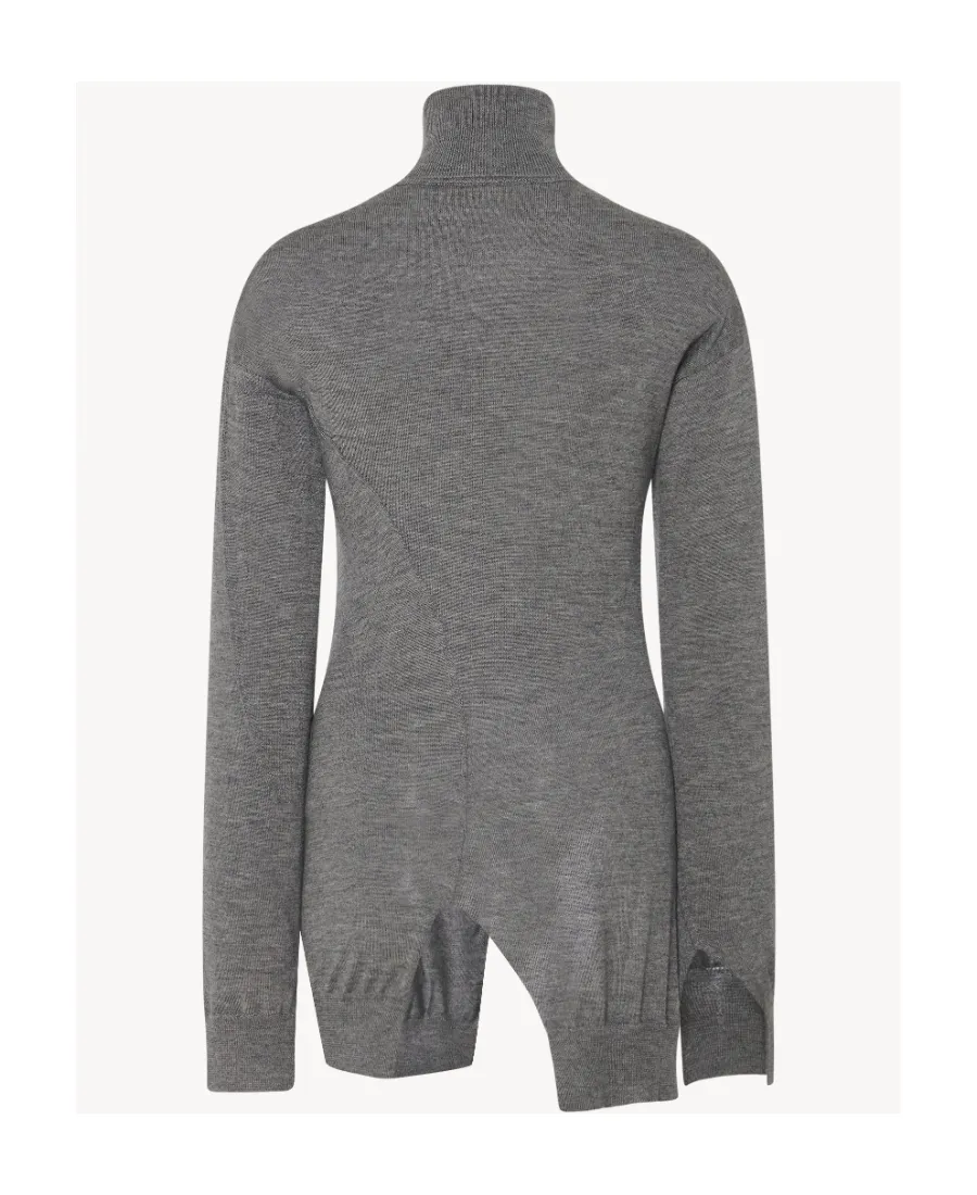 Roll-Neck Asymmetric Knitted Top