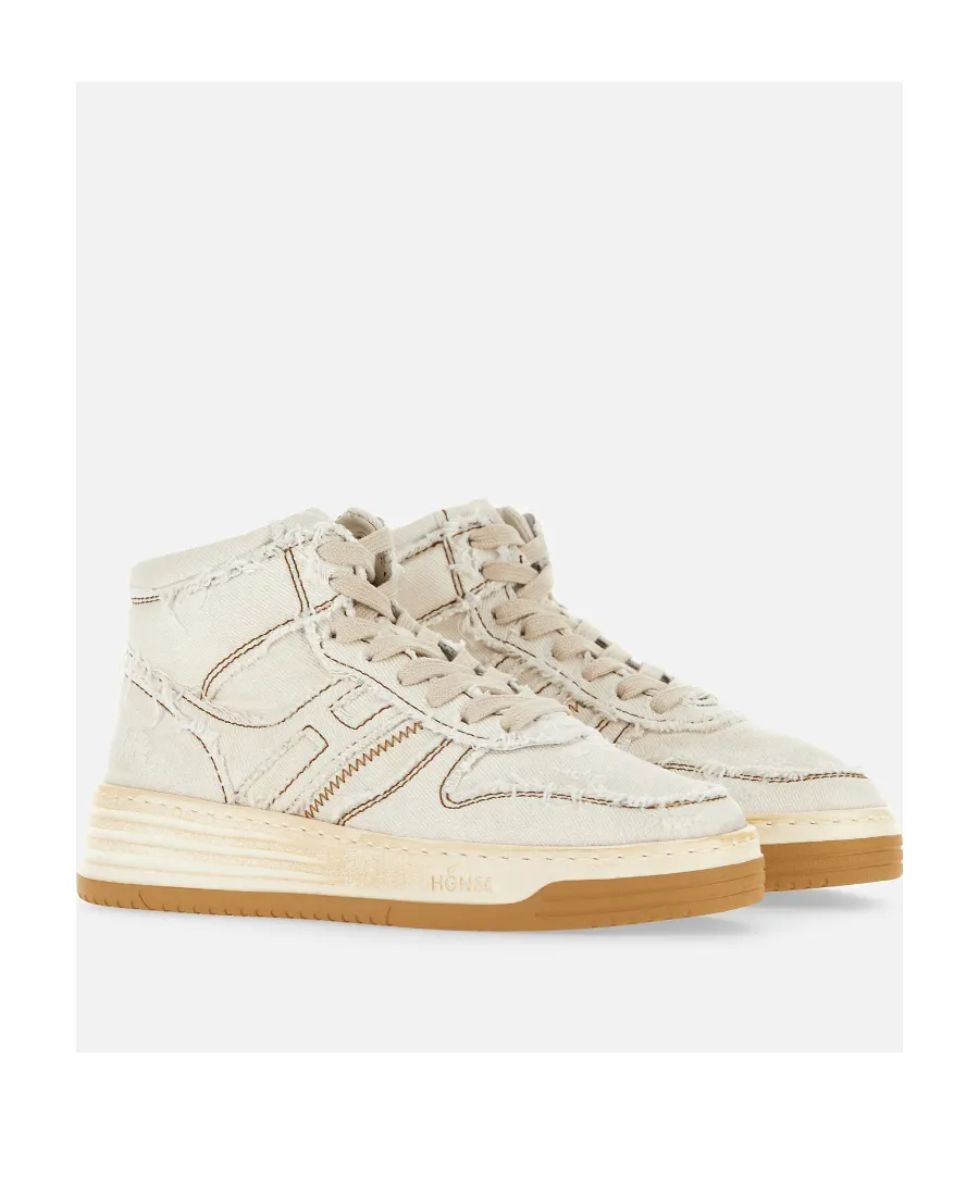 Contrast-Stitch High-Top Sneakers
