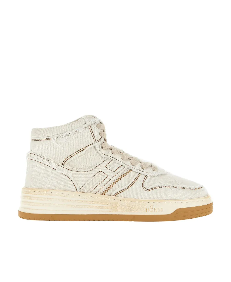 Contrast-Stitch High-Top Sneakers
