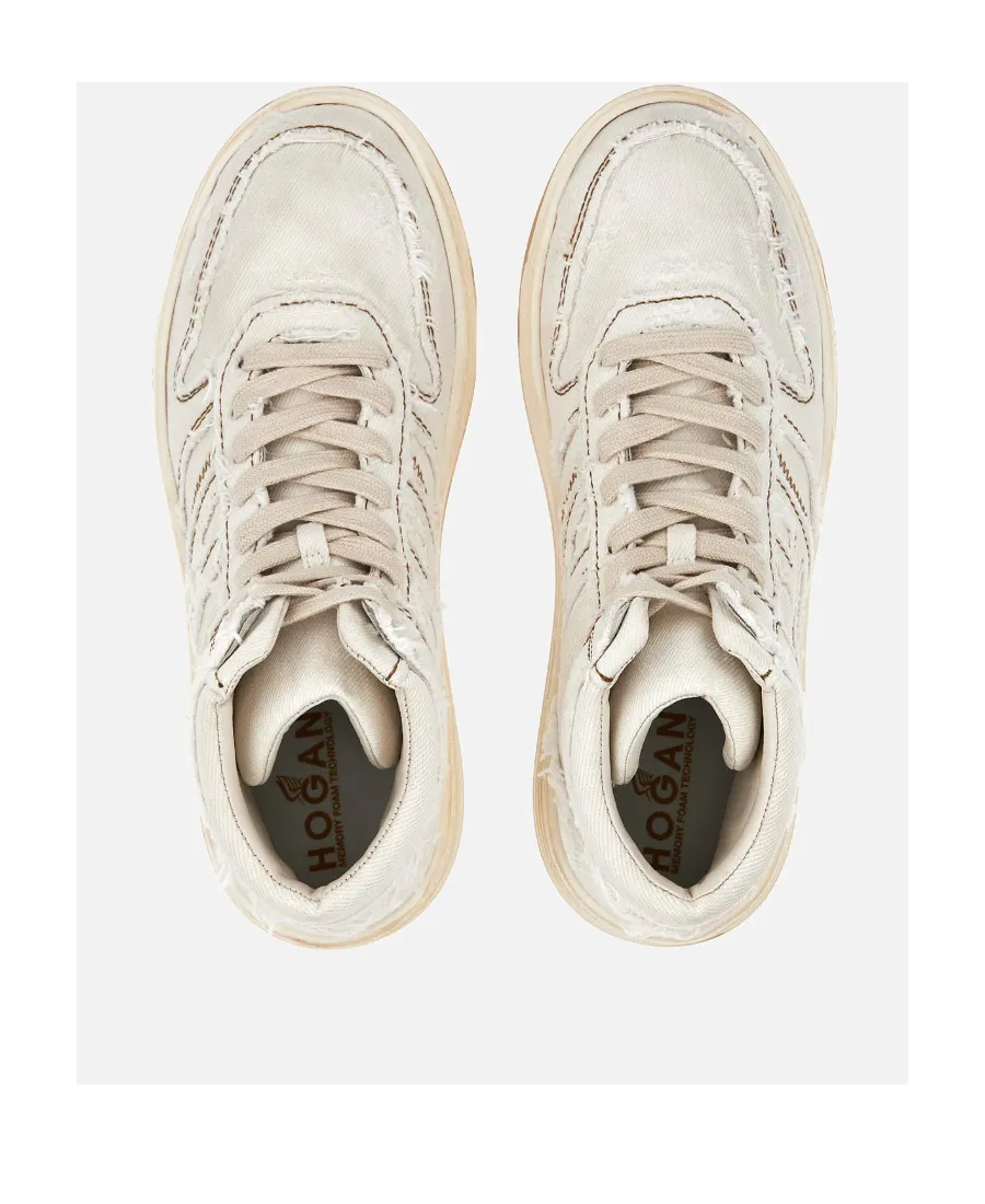 Contrast-Stitch High-Top Sneakers
