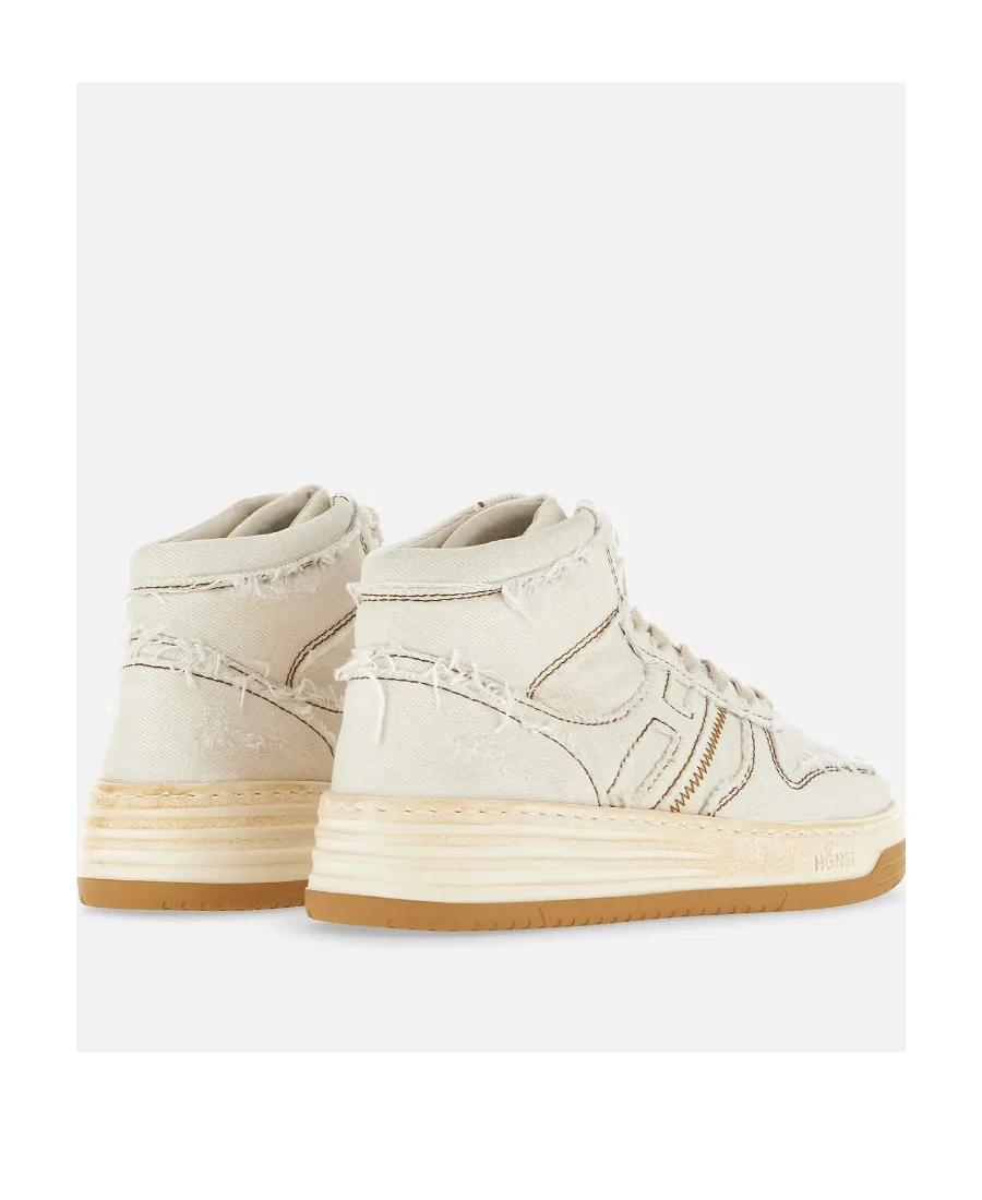 Contrast-Stitch High-Top Sneakers