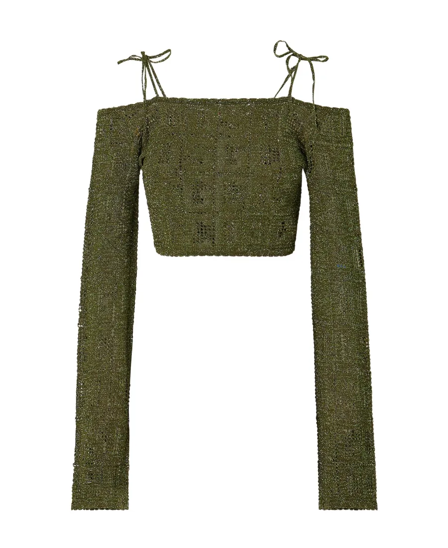 Gcds Monogram Cropped Knit Sweater