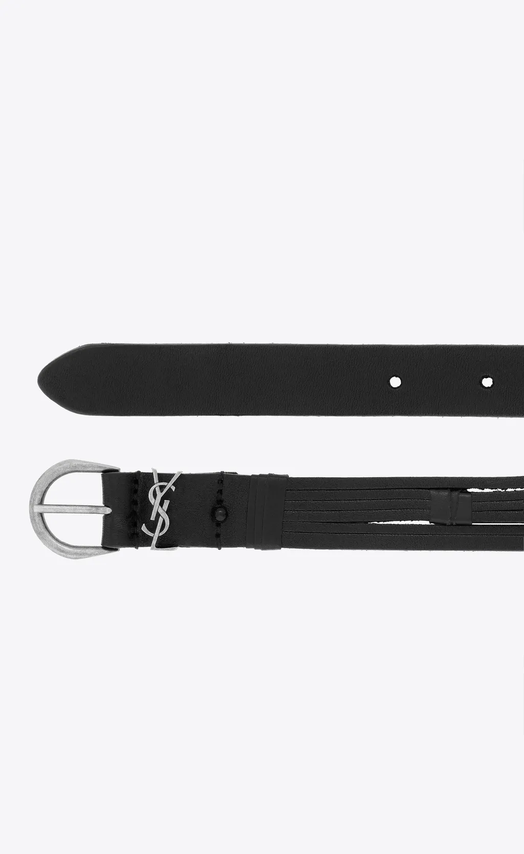 Saint Laurent	Croissant De Lune Buckled Thin Belt