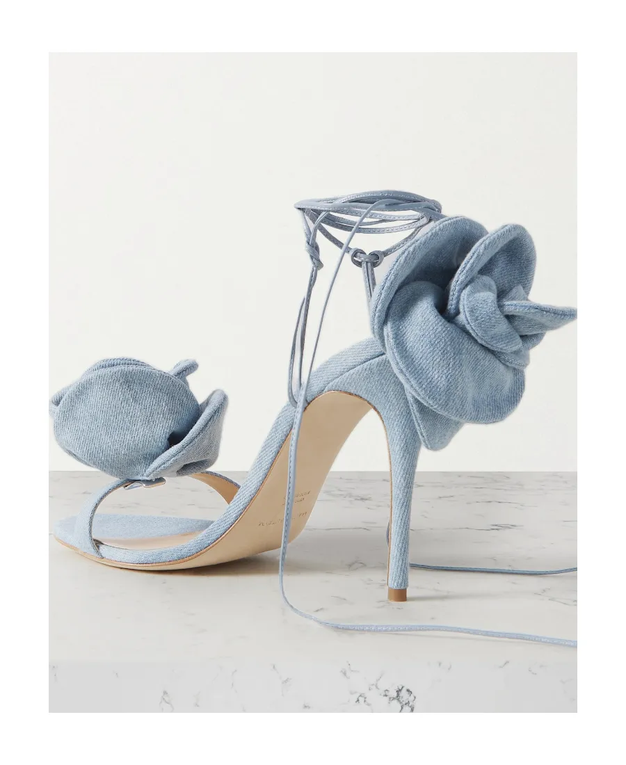 Floral Decal High-Heeled Sandals