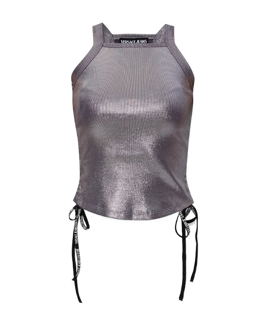Drawstring-Detail Metallic Vest